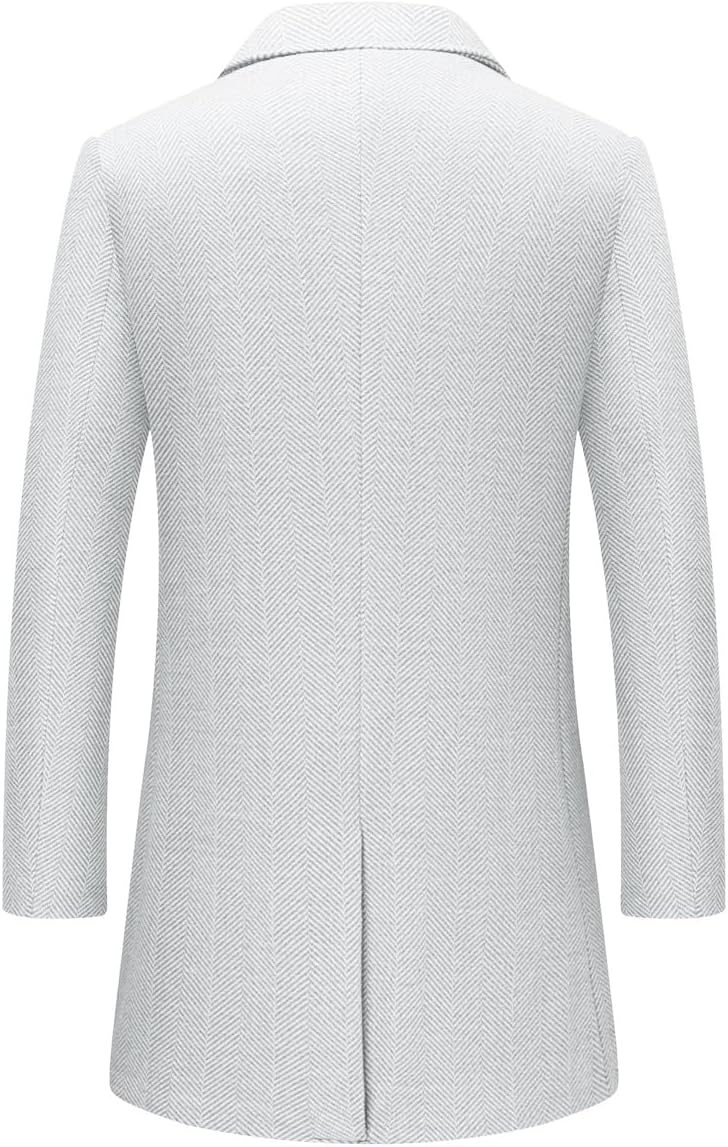 Men's Casual Trench Coat with Detachable Scarfs Notched Collar Single Breasted Overcoat - Image 2