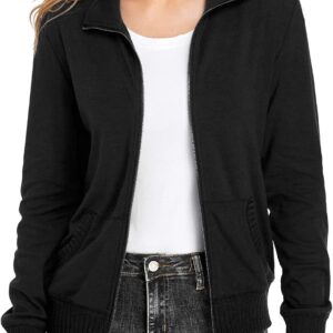 Women's Stand Collar Zip up Long Sve Jacket with Pockets Running Sweatshirts Jackets