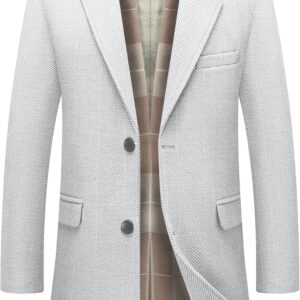 Men's Casual Trench Coat with Detachable Scarfs Notched Collar Single Breasted Overcoat