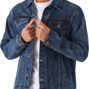 Denim Jacket Men - Casual Vintage Regular Fit Button Down Trucker Style – Mens Jean Jackets Stylish Everyday Outerwear