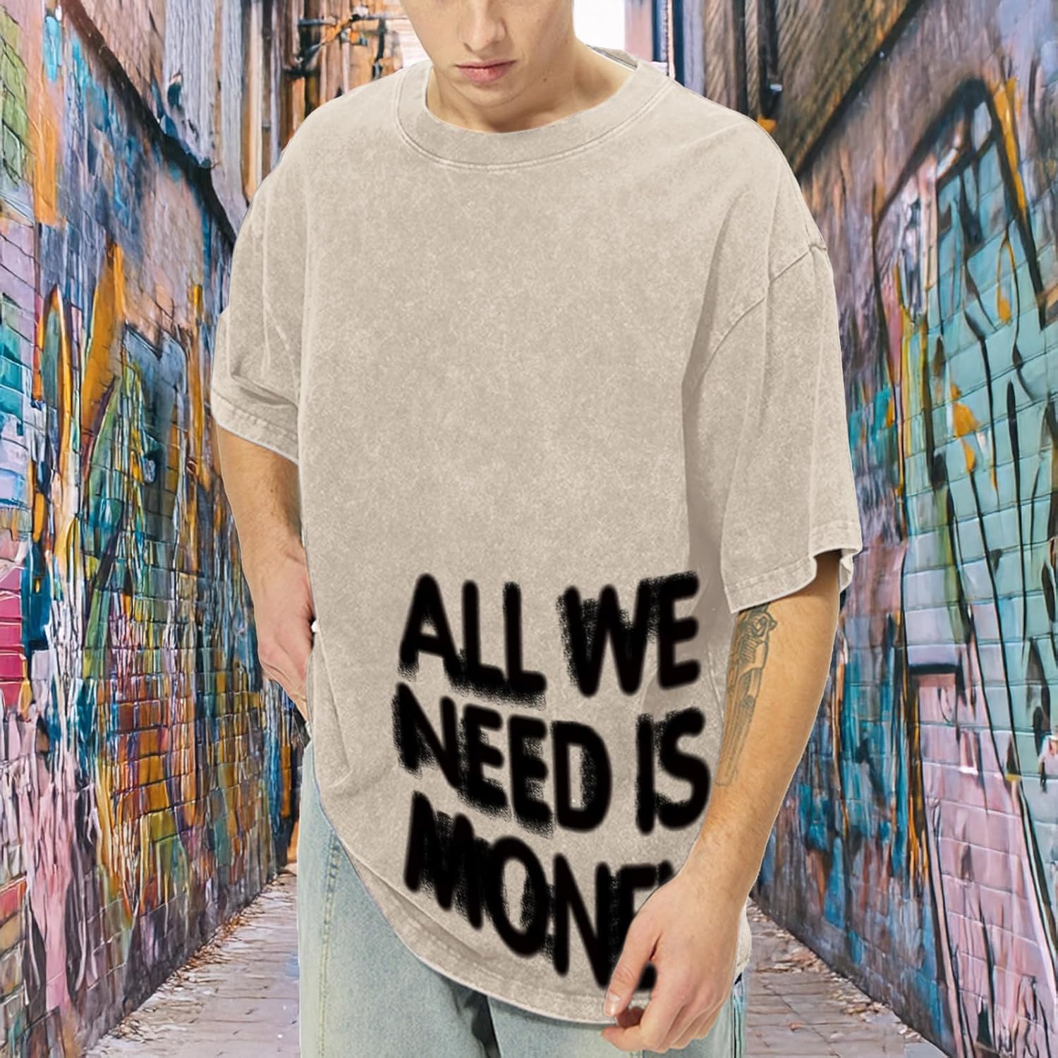 men Oversized Graphic Tees Streetwear Baggy Shirts Y2k Vintage Acid Wash Cotton Tshirt Harajuku Grunge Shirt Men - Image 2