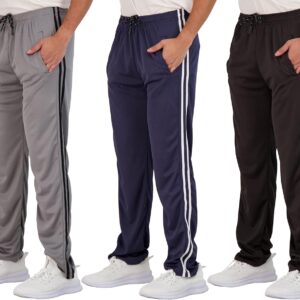 3 Pack: Men's Mesh Athletic Gym Workout Lounge Open Bottom Sweatpants with Pockets (Available in Big & Tall)