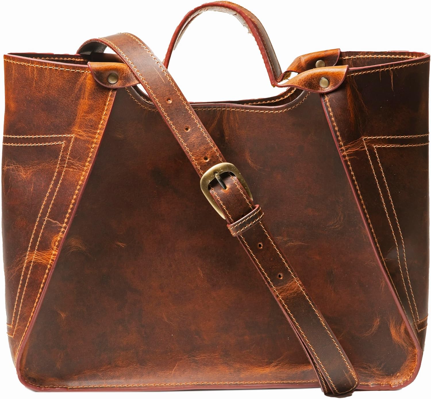 Genuine Full Grain Leather Shoulder Tote Bag for Women - Image 2