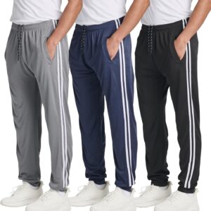 3 Pack: Men's Tech Mesh Active Athletic Casual Jogger Sweatpants with Pockets(Available in Big & Tall)
