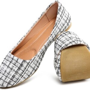 Women’s Round Toe Flats Shoes Ballet Flats Dressy Comfortable White Green Flats for Women