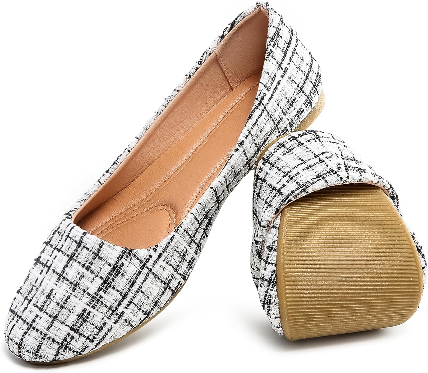 Women’s Round Toe Flats Shoes Ballet Flats Dressy Comfortable White Green Flats for Women