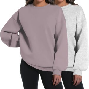 2 Pack Womens Oversized Sweatshirts Hoodies Long Sleeve Tops Fall Winter Clothes Crewneck Cozy Outfits Pullover Fashion