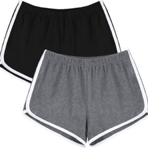 Women's Cotton Gym Yoga Summer Running Active Dance Elastic Shorts, Pack of 2