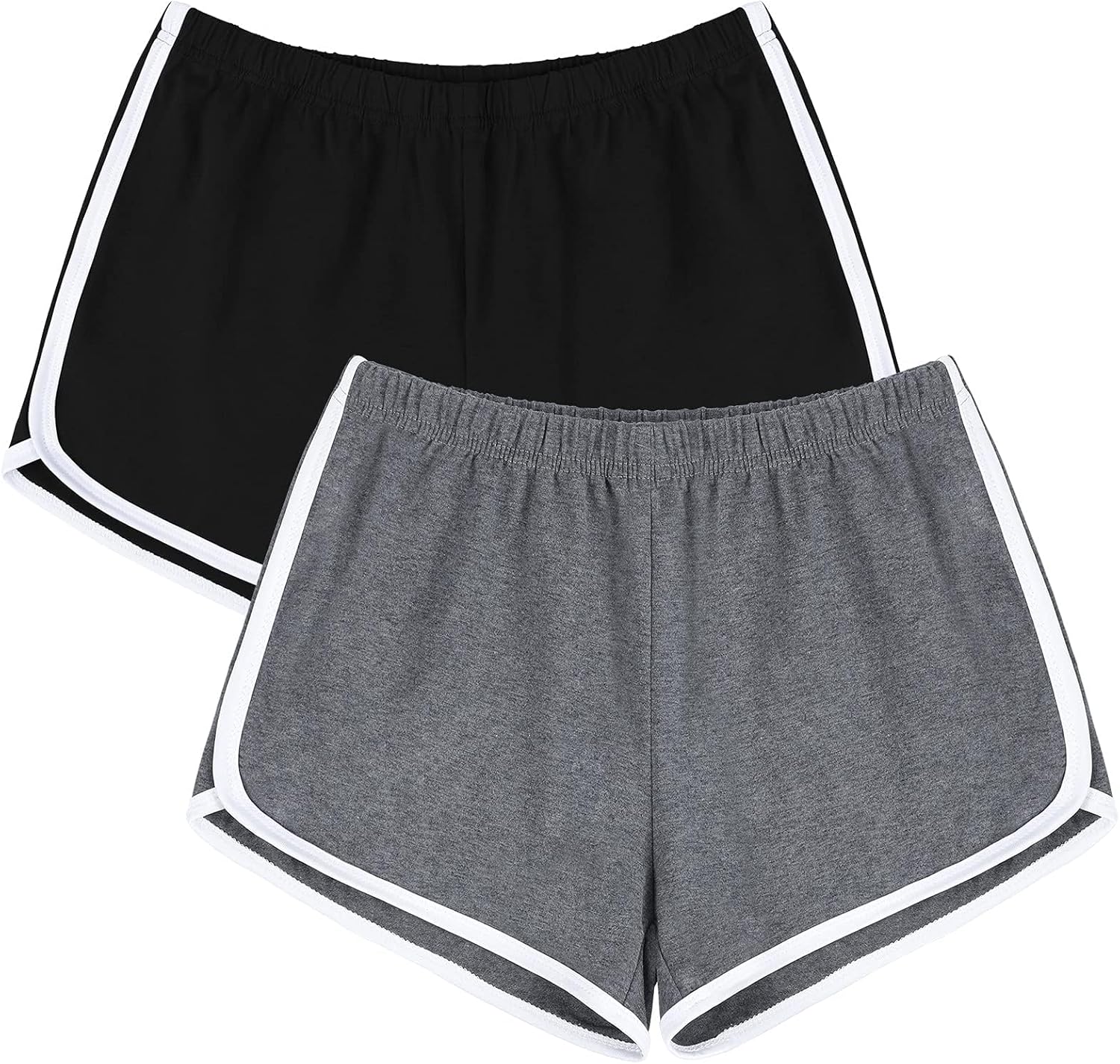 Women's Cotton Gym Yoga Summer Running Active Dance Elastic Shorts, Pack of 2