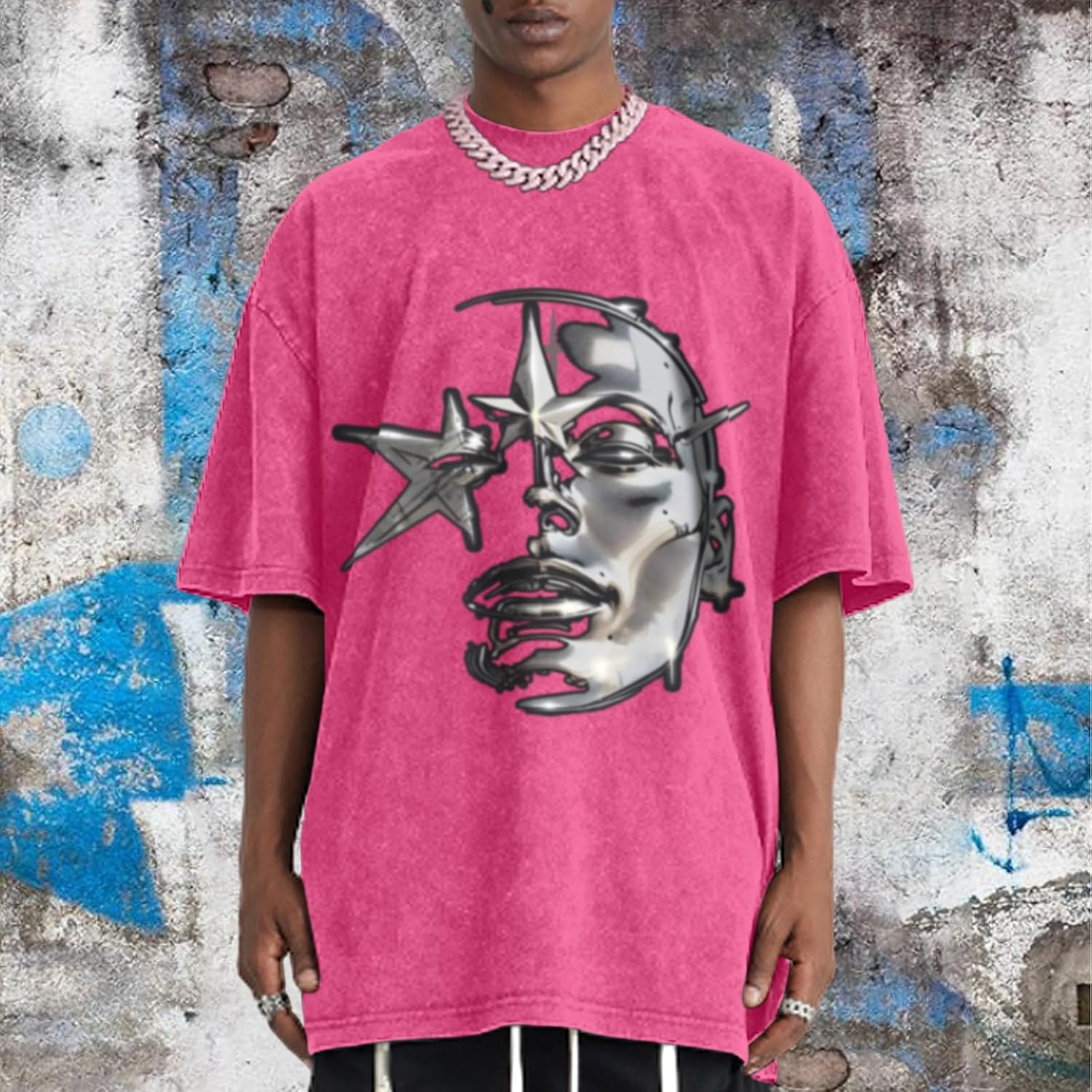 men Graphic Tees Acid Wash Tshirt Oversized T-Shirt Vintage Shirt Streetwear Casual Cotton Loose Fit Tee Tops - Image 2