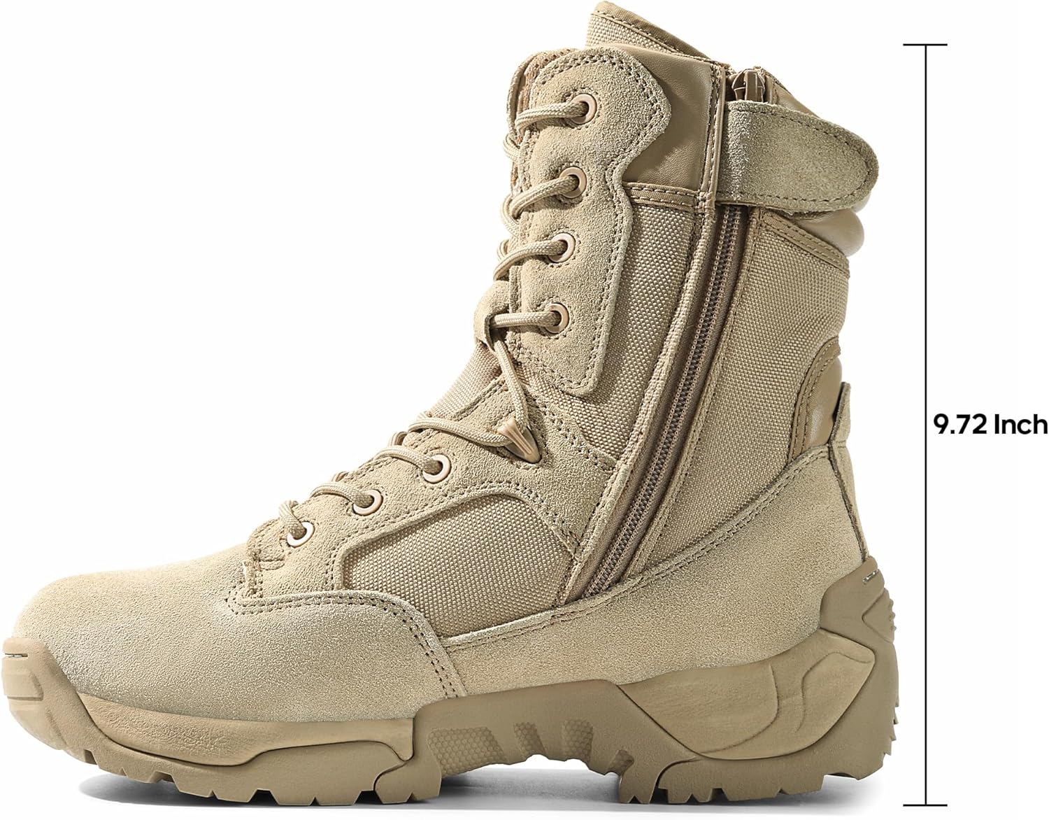 Mens Military Tactical Work Boots Hiking Side Zip Leather Outdoor Motorcycle Combat Boots - Image 2