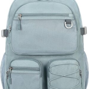 Water Resistant Backpack with Mulitiple Pockets for School Travel Outdoor College, 15.6 inch Laptop Daypack for Men and Women (Grey Blue)