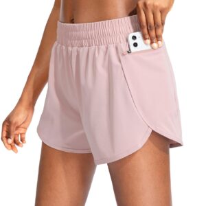 Womens Running Shorts with Zipper Pockets High Waisted Athletic Gym Workout Shorts for Women with Liner