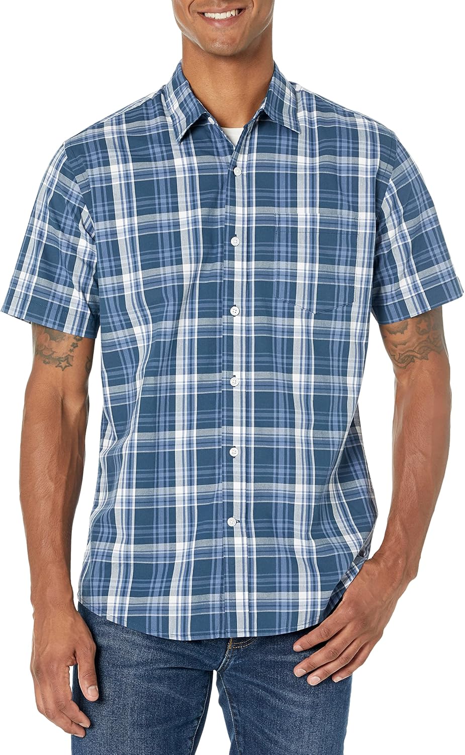 men Regular-Fit Short-Sve Poplin Shirt
