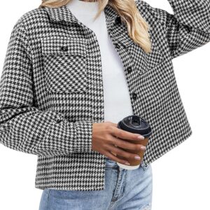 Flannels for Women Cropped Shacket Jacket Fashion Plaid Button Down Shirt 2025 Fall Coat Tops