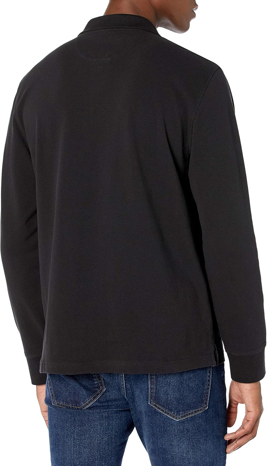 men Long Polo Shirt with Collar, Regular-Fit Pique - Image 2