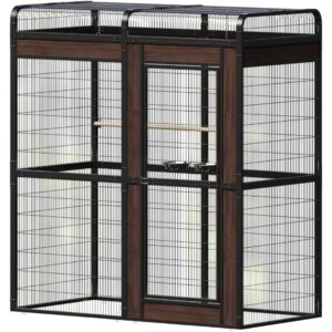 Large Outdoor Bird Cage Aviary for Parakeets, Parrots, Black