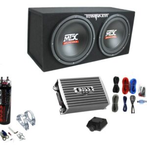 1200W Dual Loaded Subwoofer Box + 1500W Amplifier + Capacitor