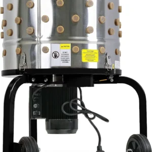 Kitchener Chicken Plucker De-Feather Remover Poultry and Fowl Food Processor Electric Stainless Steel Heavy Duty 1HP 120VAC 280RPM GFCI Connector 92 Soft Fingers 20" Drum Diameter