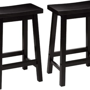Mainstays Counter Height Backless Saddle Wood Stool Set of Two, Black