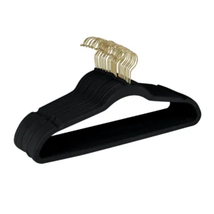 Simplify 25 Pack Slim Velvet Gold Hook Hangers - 17.7" x 9"