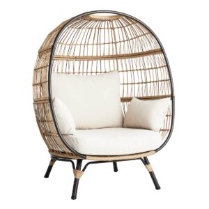 Paloma Taupe Wicker with Sand Cushions Oversized Patio Egg Chair