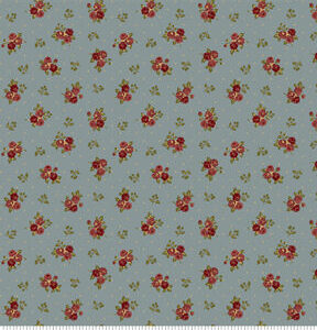 Roses on Blue Premium Cotton Fabric