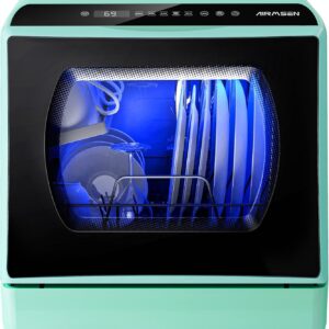 Desktop portable dishwasher, compact mini dishwasher, equipped with a 5-liter built-in water tank and air-drying function, 5 cleaning programs, suitable for babies, capable of cleaning glass and fruits - white/black styles