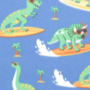 Dinosaurs On Surfboards Blizzard Prints Fleece Fabric
