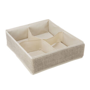 Simplify 14 Faux Jute 4 Compartment Drawer Organizer