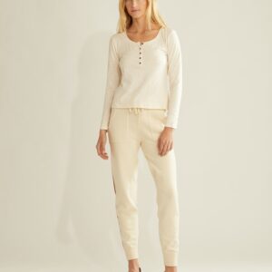 WOMEN'S LONG-SLEEVE COTTON SLUB HENLEY TEE