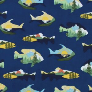 Pattern Trap Fish Super Snuggle Flannel Fabric