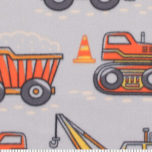 Blizzard Fleece Fabric Constructon Truck Gray