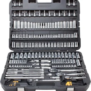 Mechanics Tool Set, SAE and Metric, 1/2, 1/4, 3/8 Drive Sizes, 192-Piece.