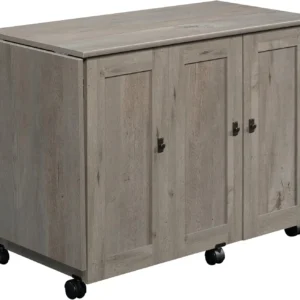 Craft Cart Storage Cabinet, Rolling Sewing Table with Expandable Top, Mystic Oak