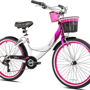 Susan G. Komen 24 In. Multi-Speed Cruiser Girl-s Bike. Pink. White and Black