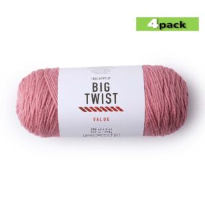 4pk Solid Pink Medium Weight Acrylic 380yd Value Yarn by Big Twist