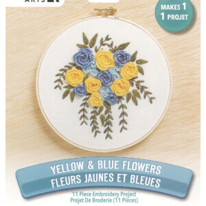Leisure Arts 6 Yellow & Blue Flowers Embroidery Kit