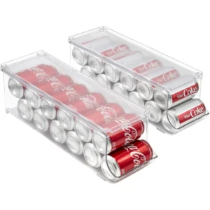 Sorbus Soda Can Organizer for Refrigerator Can Holder with Lid, Holds 12 Cans, BPA-Free, Clear Design