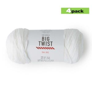 4pk Solid White Medium Weight Acrylic 380yd Value Yarn by Big Twist