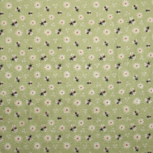 Daisies & Bees on Green Honeycomb Quilt Cotton Fabric by Keepsake Calico