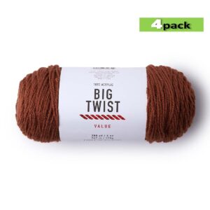 4pk Solid Toffee Medium Weight Acrylic 380yd Value Yarn by Big Twist
