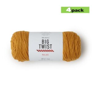 4pk Solid Mustard Medium Weight Acrylic 380yd Value Yarn by Big Twist