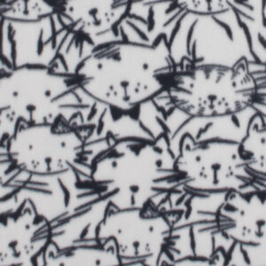 Sketched Cats Blizzard Prints Fleece Fabric
